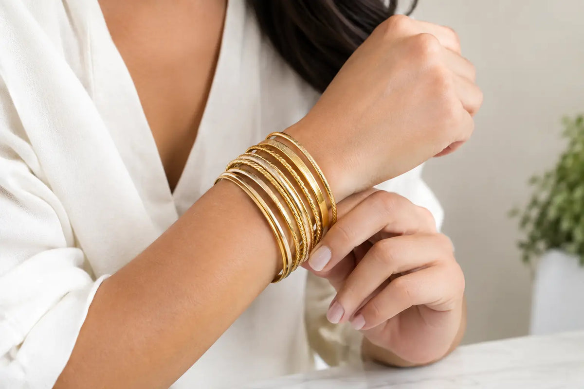 How to Stack Gold Bangles for a Polished Look