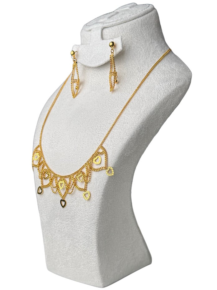22K Gold Necklace & Ring & Earrings 14.74g