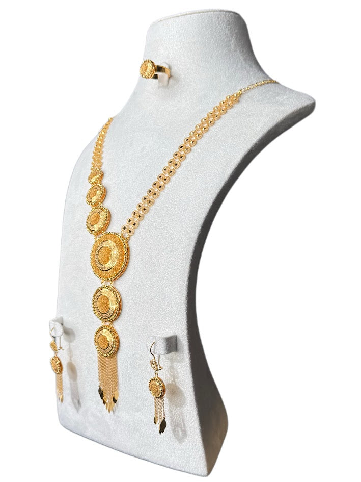 22K Gold Necklace & Ring & Earrings 67.8g