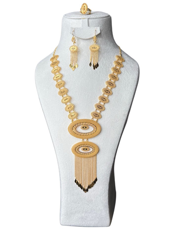 22K Gold Necklace & Ring & Earrings 60.05g