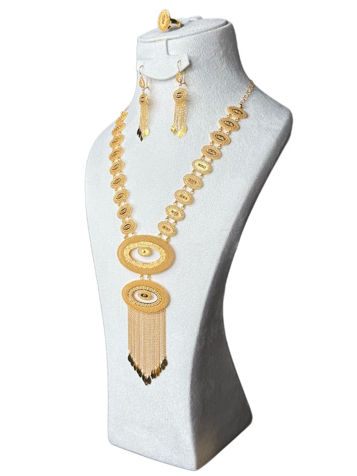 22K Gold Necklace & Ring & Earrings 60.05g