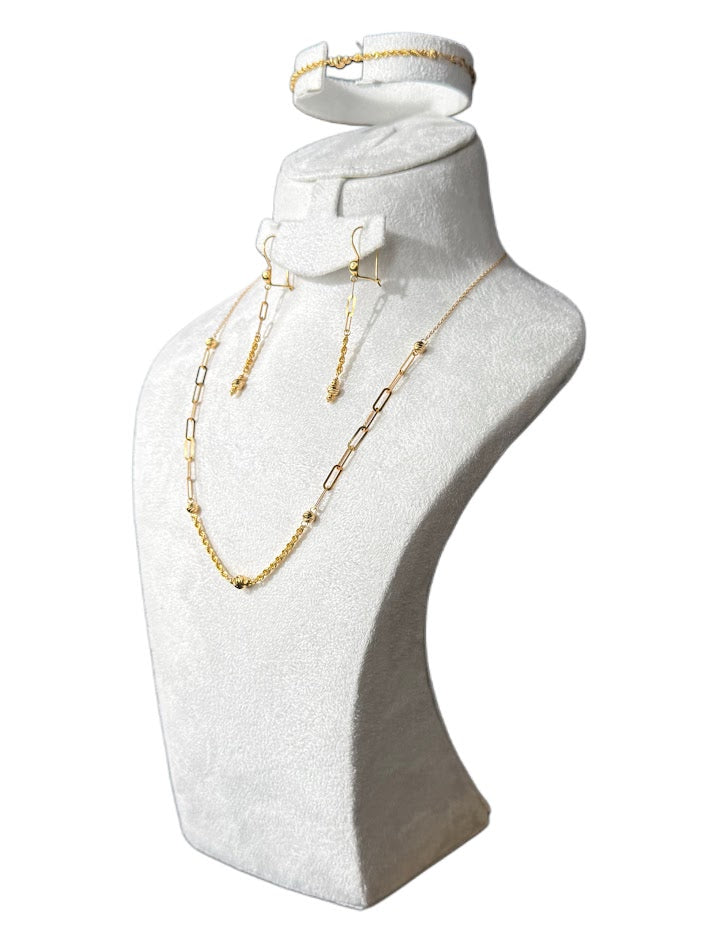 22K Gold Necklace & Bracelet & Earrings 6.78g
