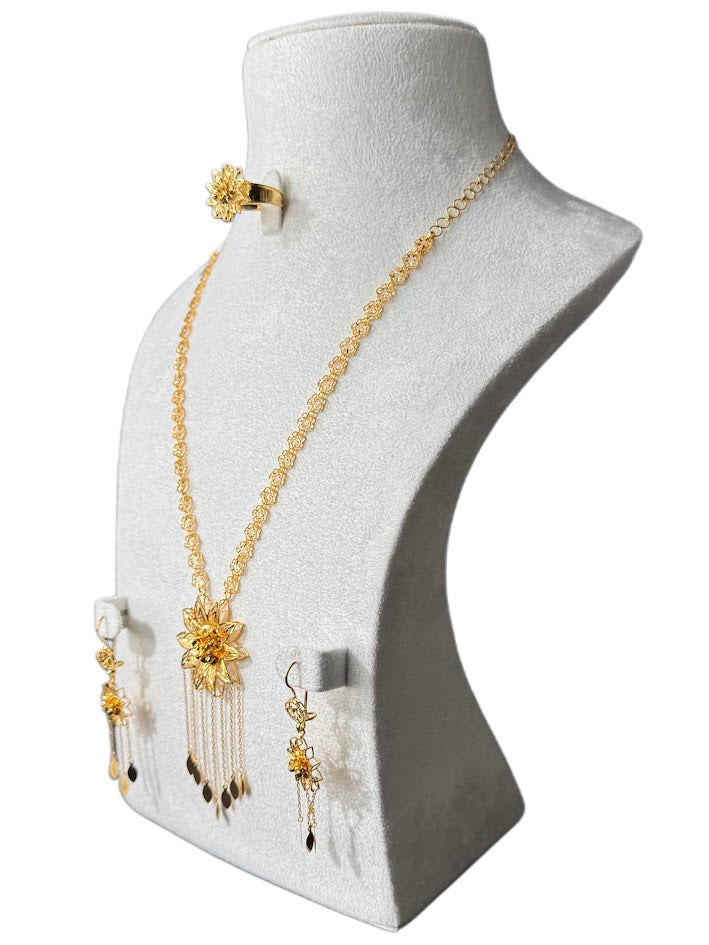 22K Gold Necklace & Ring & Earrings 27.58g