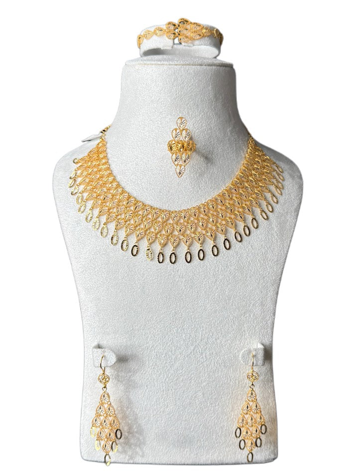 22K Gold Necklace & Ring & Earrings, Bracelet 54.69g