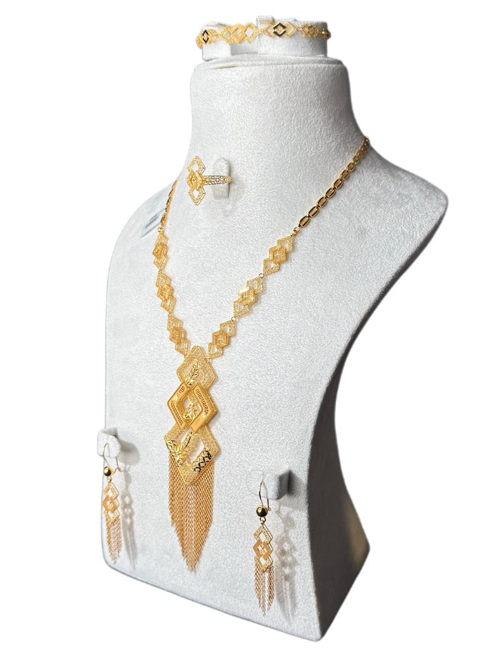 22K Gold Necklace & Ring & Earrings,Bracelet 41.2g