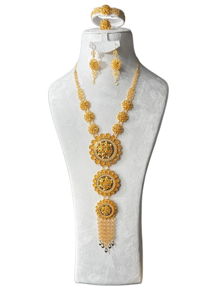 22K Gold Necklace & Ring & Earrings,Bracelet 108.4g