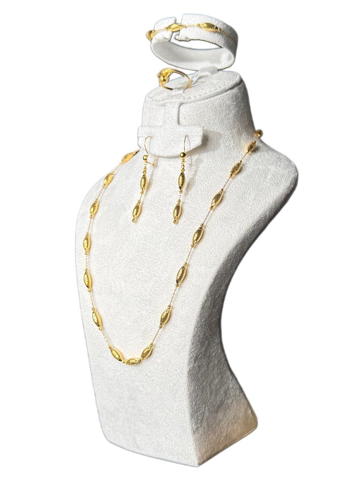 22K Gold Necklace & Ring & Earrings,Bracelet 24.55g