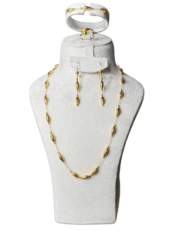 22K Gold Necklace & Ring & Earrings,Bracelet 24.55g