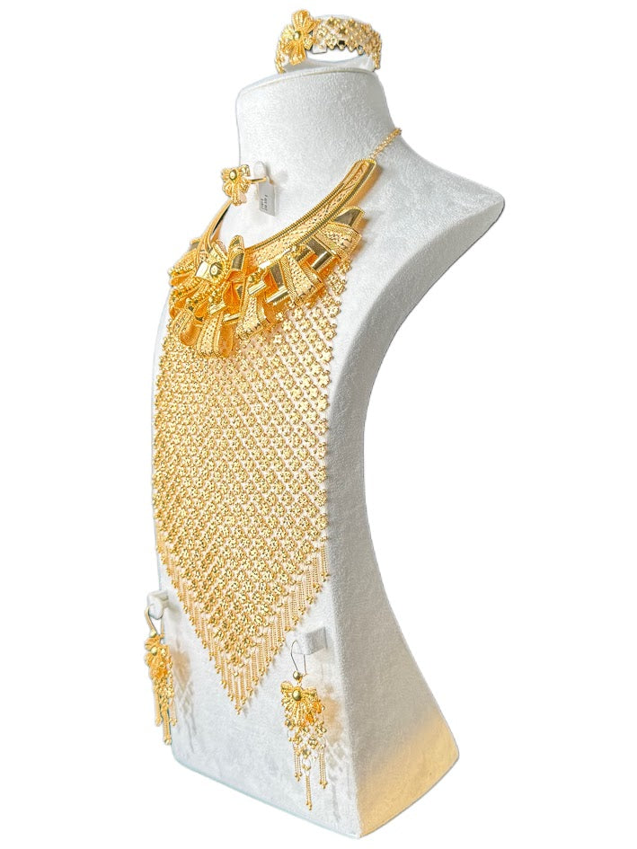 21K Gold Necklace & Ring & Earrings 234.59g