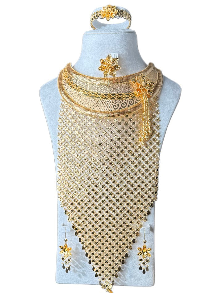 21K Gold Necklace & Ring & Earrings ,Bracelet 248.59g