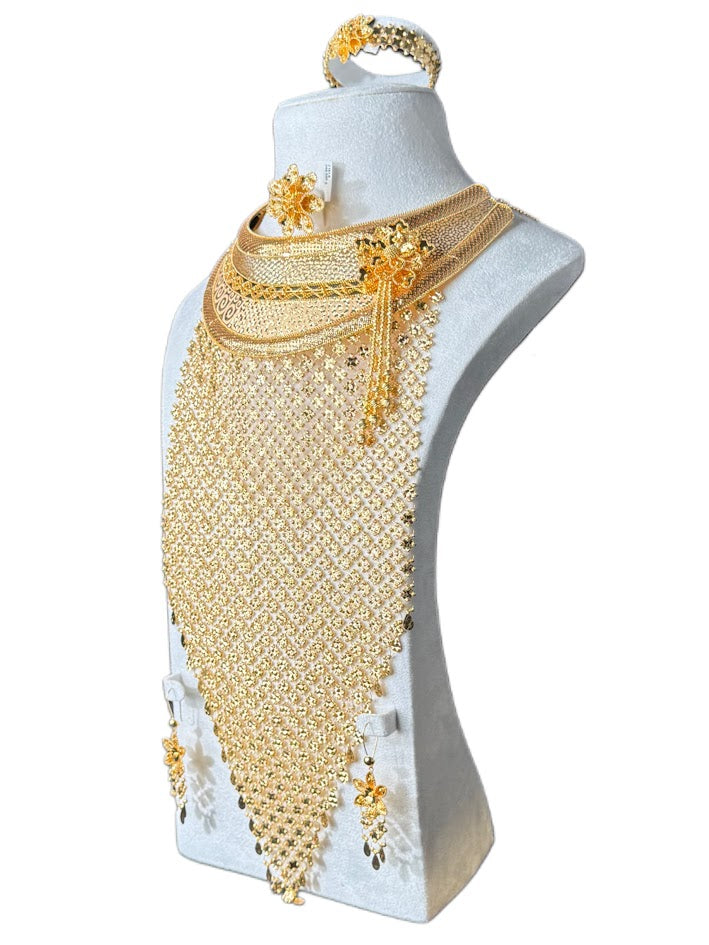 21K Gold Necklace & Ring & Earrings ,Bracelet 248.59g