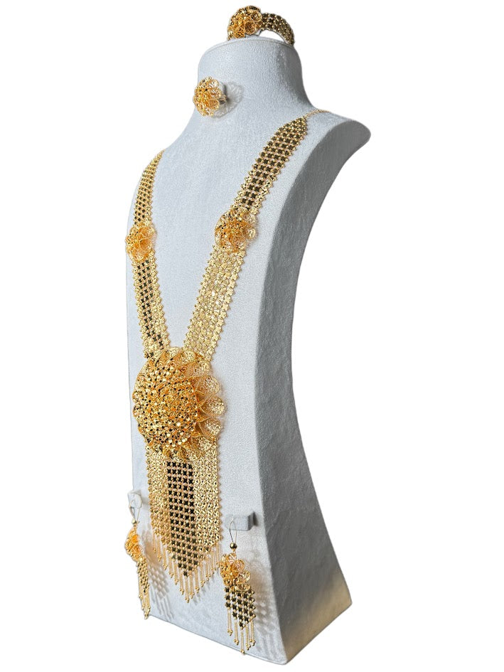 21K Gold Necklace & Ring & Earrings 208.17g