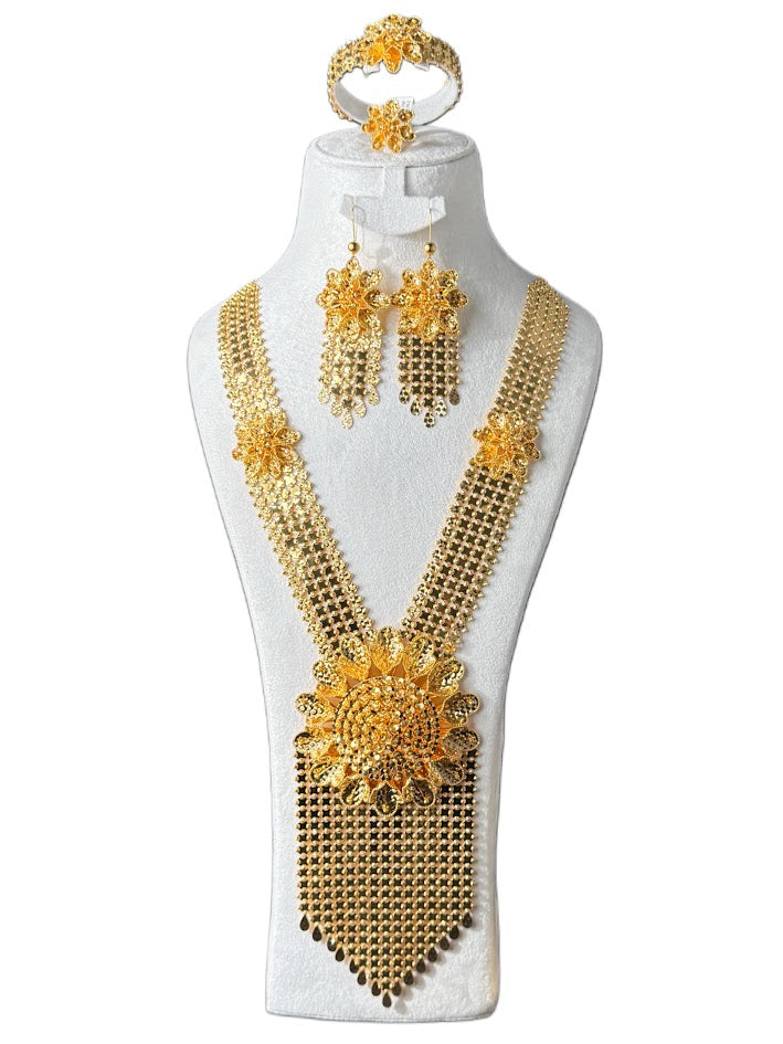 21K Gold Necklace & Ring & Earrings ,Bracelet 202.17g