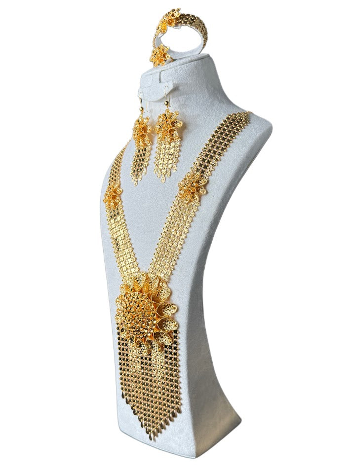 21K Gold Necklace & Ring & Earrings ,Bracelet 202.17g