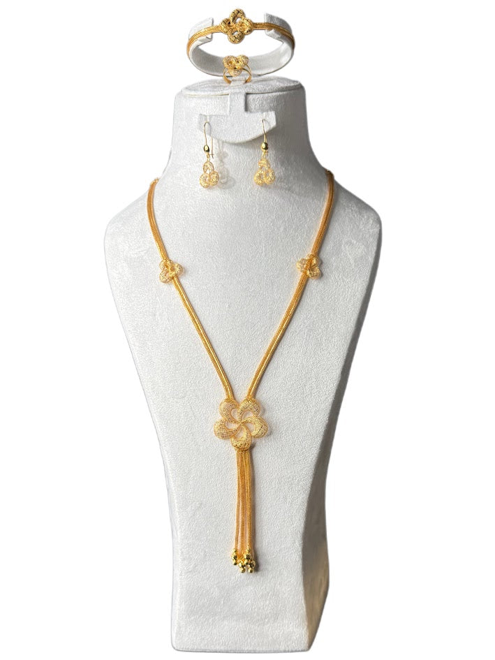 21K Gold Necklace & Ring & Earrings, Bracelet 37.31g