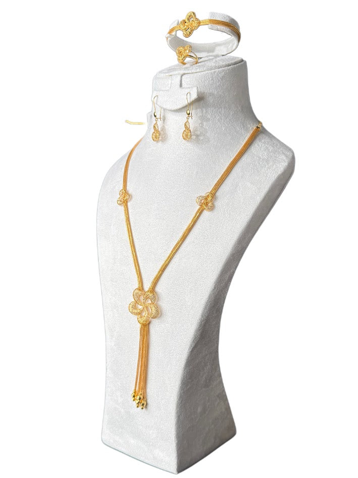 21K Gold Necklace & Ring & Earrings, Bracelet 37.31g