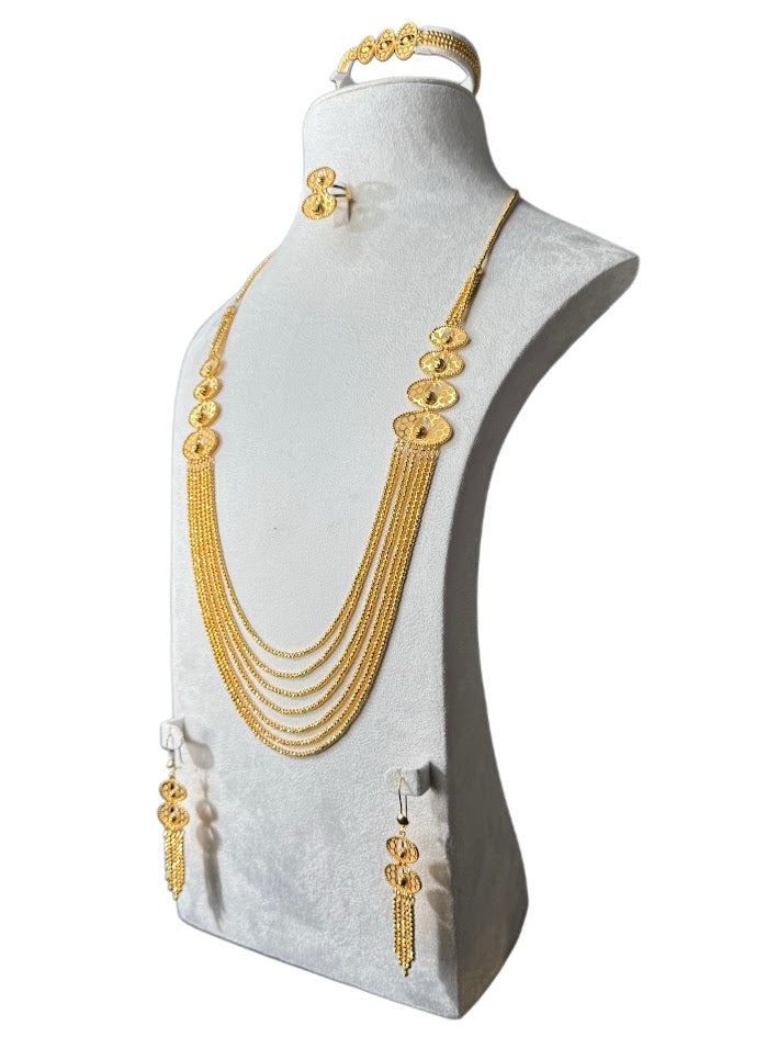 21K Gold Necklace & Ring & Earrings 86.47g