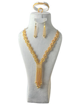 21K Gold Necklace & Ring & Earrings 75.22g