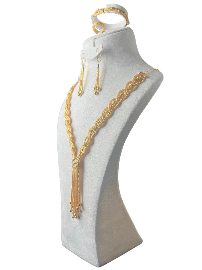 21K Gold Necklace & Ring & Earrings 75.22g