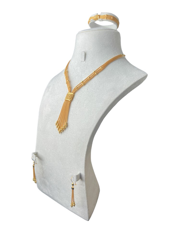 21K Gold Necklace & Ring & Earrings 37g