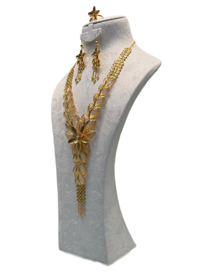 21K Gold Necklace & Ring & Earrings 69.19g