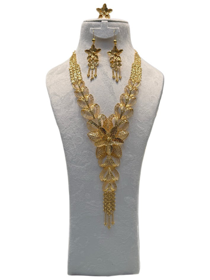 21K Gold Necklace & Ring & Earrings 69.19g