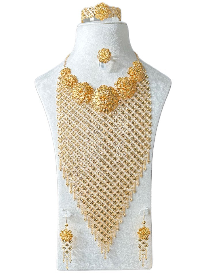 21K Gold Necklace & Ring & Earrings 203.68g