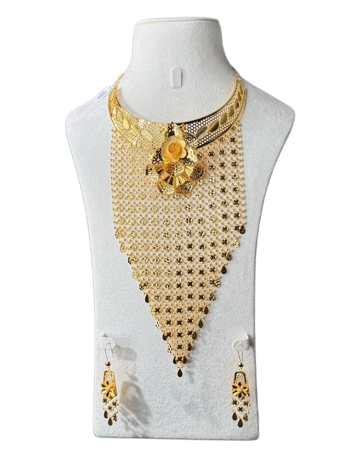 21K Gold Necklace & Ring & Earrings 119.56g