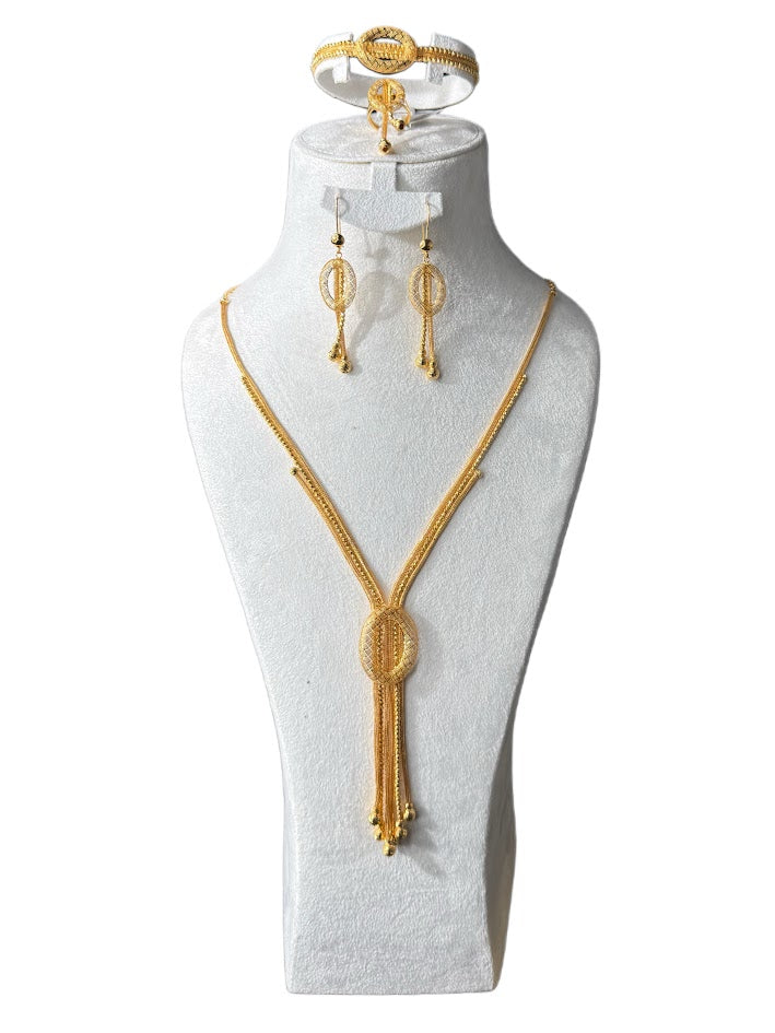 21K Gold Necklace & Ring & Earrings ,Bracelet 50.42g