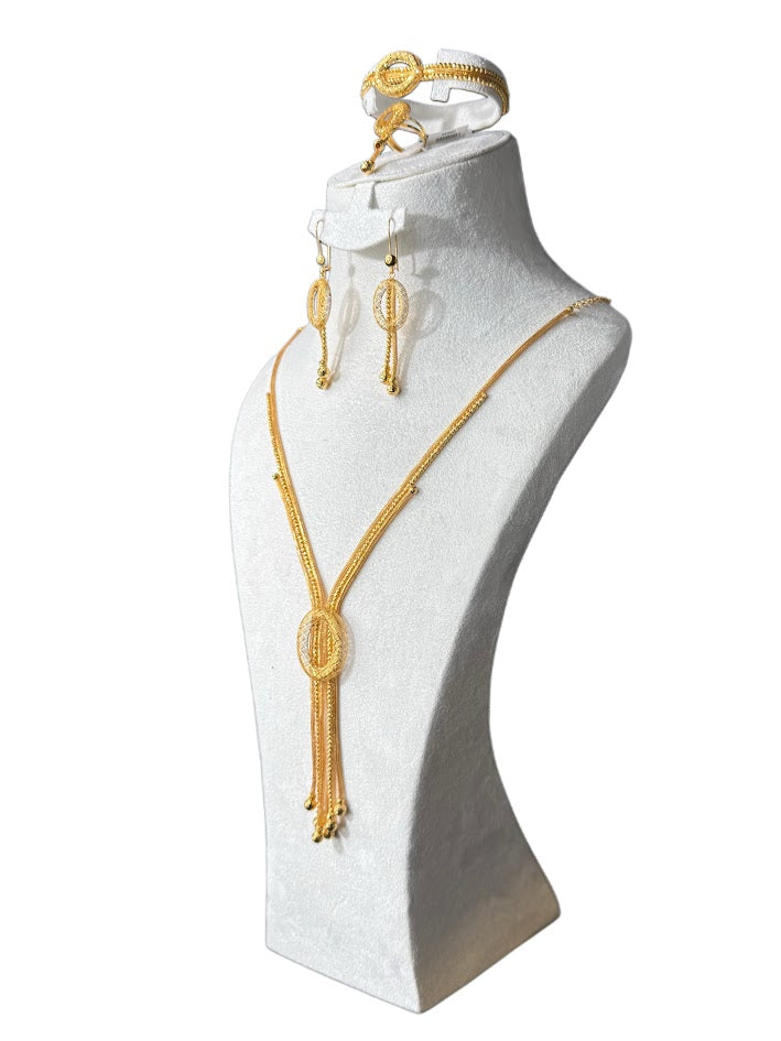 21K Gold Necklace & Ring & Earrings ,Bracelet 50.42g