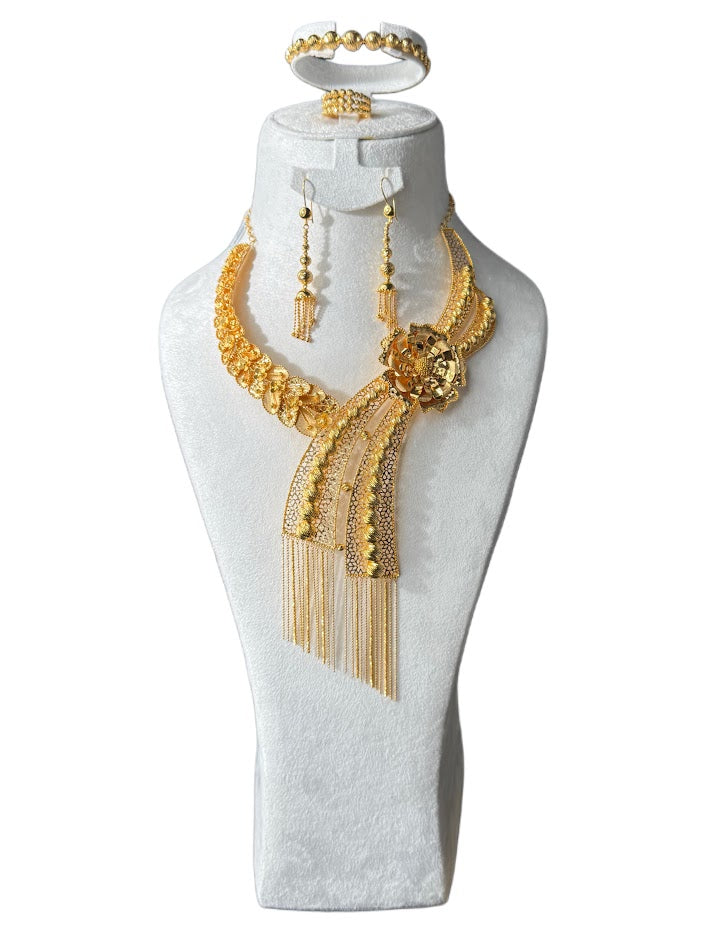 21K Gold Necklace & Ring & Earrings , Bracelet 108.78g