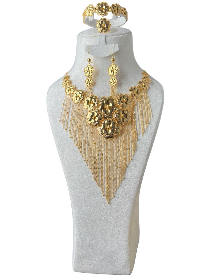 21K Gold Necklace & Ring & Earrings 97.28g