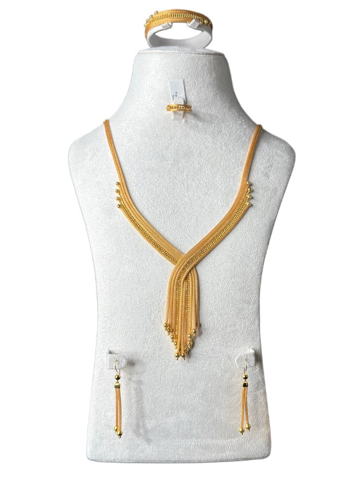 21K Gold Necklace & Ring & Earrings,Bracelet 50.3g