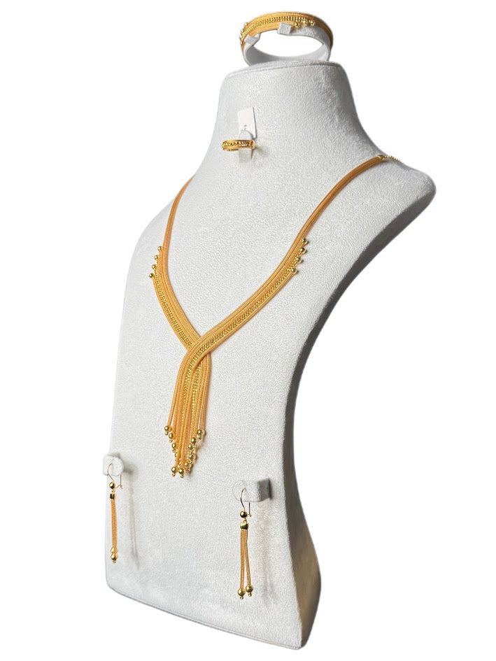 21K Gold Necklace & Ring & Earrings,Bracelet 50.3g