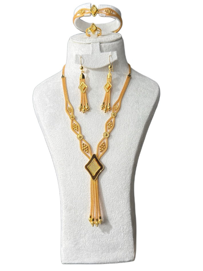 21K Gold Necklace & Ring & Earrings, Bracelet  37.92g