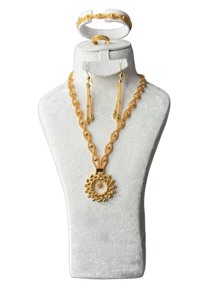 21K Gold Necklace & Ring & Earrings, Bracelet 34.73g