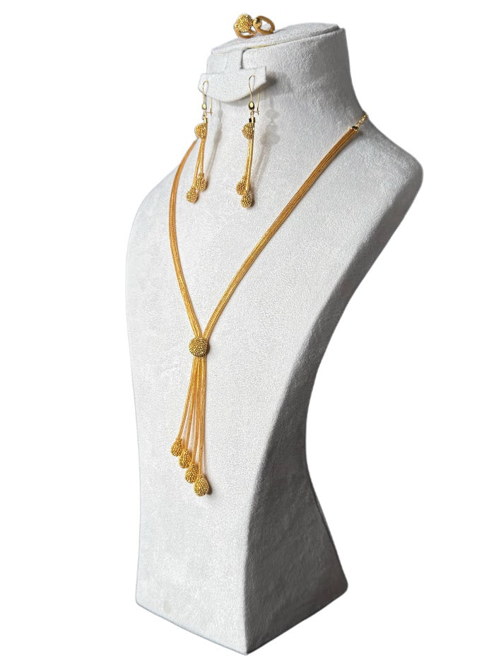 21K Gold Necklace & Ring & Earrings 41.38g