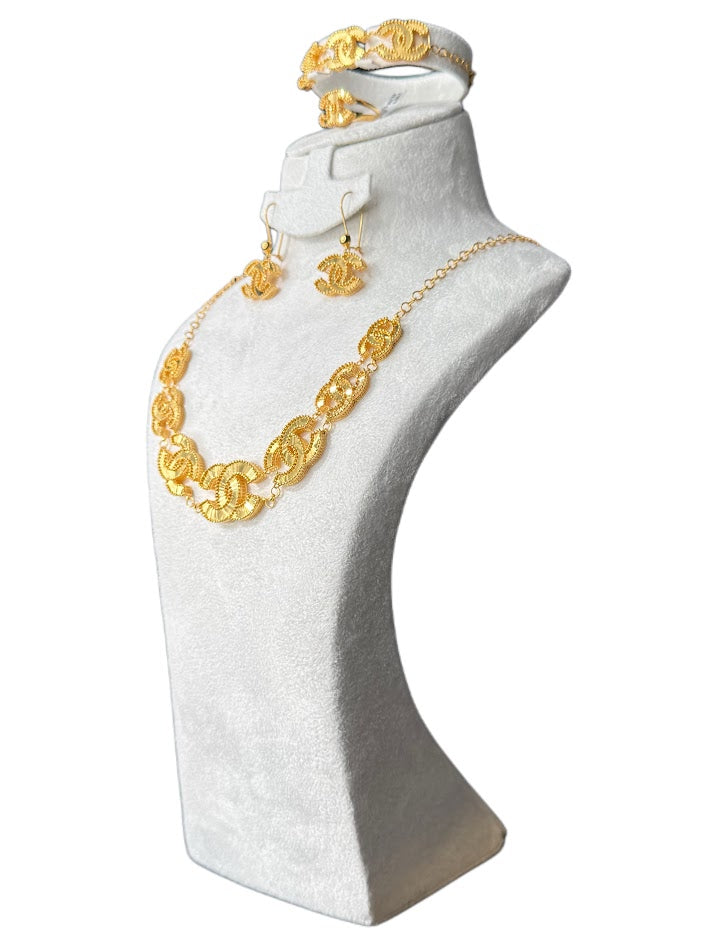 21K Gold Necklace & Ring & Earrings, Bracelet  49.7g