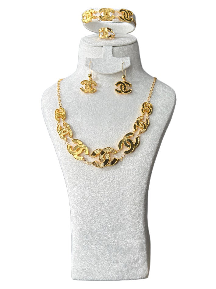 21K Gold Necklace & Ring & Earrings, Bracelet  49.7g