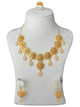 22K Gold Necklace & Ring & Earrings 45.15g