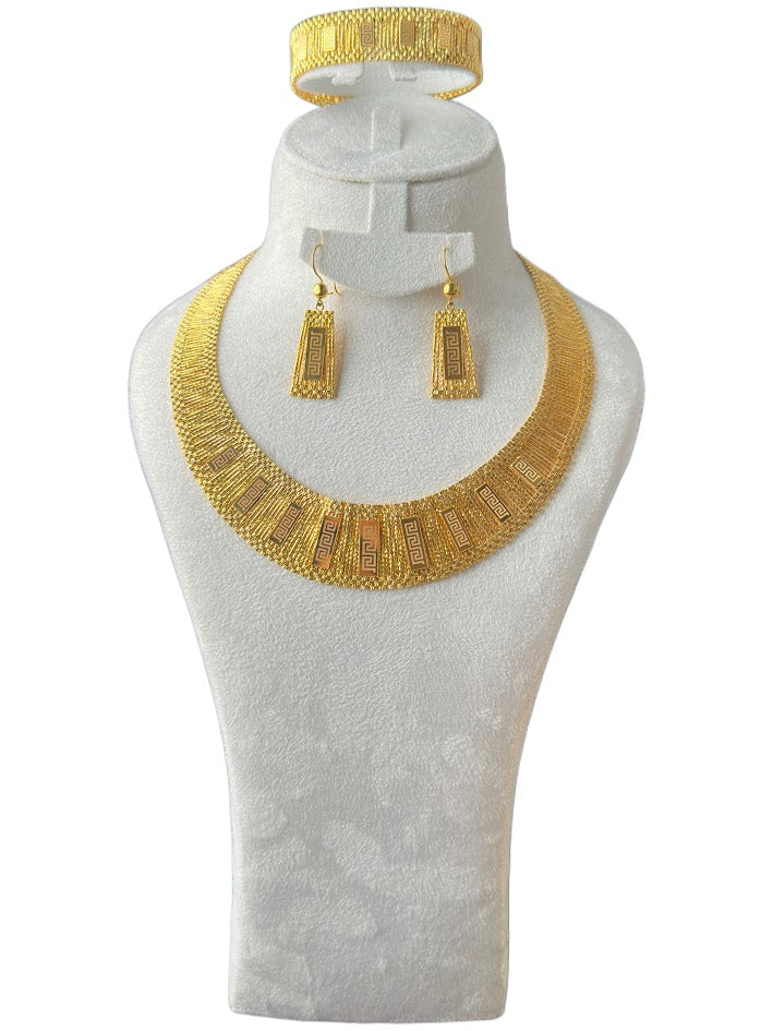 21K Gold Necklace & Ring & Earrings 89.63g