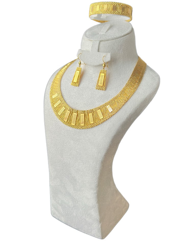 21K Gold Necklace & Ring & Earrings 89.63g
