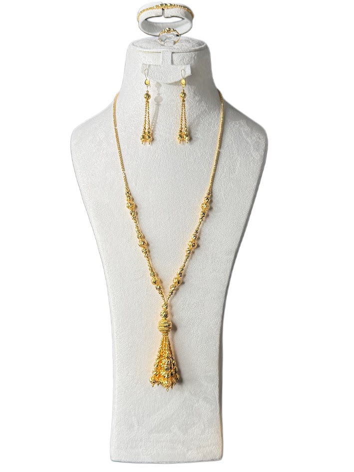 21K Gold Necklace & Bracelet & Earrings 79.33g