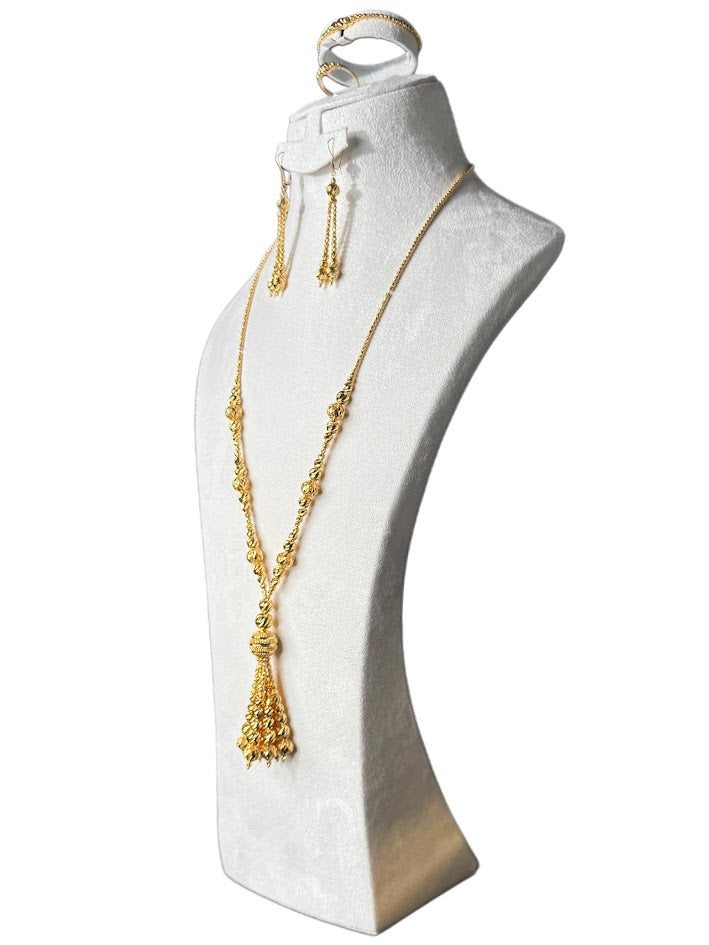 21K Gold Necklace & Bracelet & Earrings 79.33g
