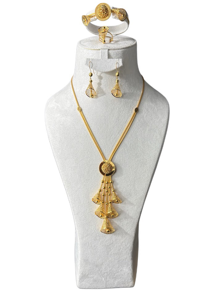 21K Gold Necklace & Ring & Earrings ,Bracelet 61.73g