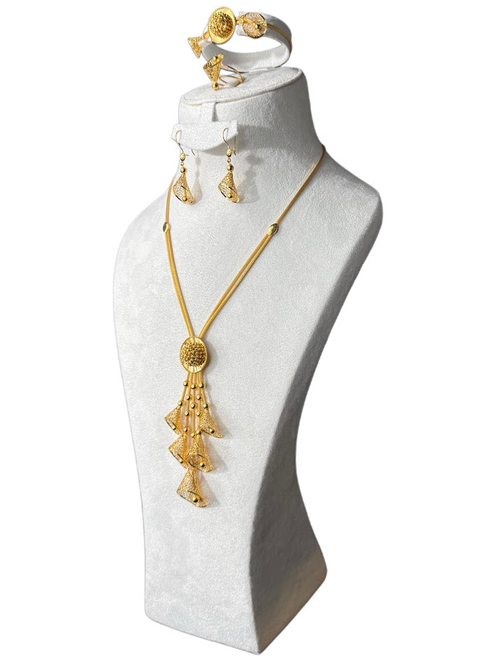 21K Gold Necklace & Ring & Earrings ,Bracelet 61.73g