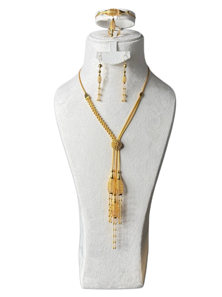 21K Gold Necklace & Ring & Earrings, Bracelet 54.11g