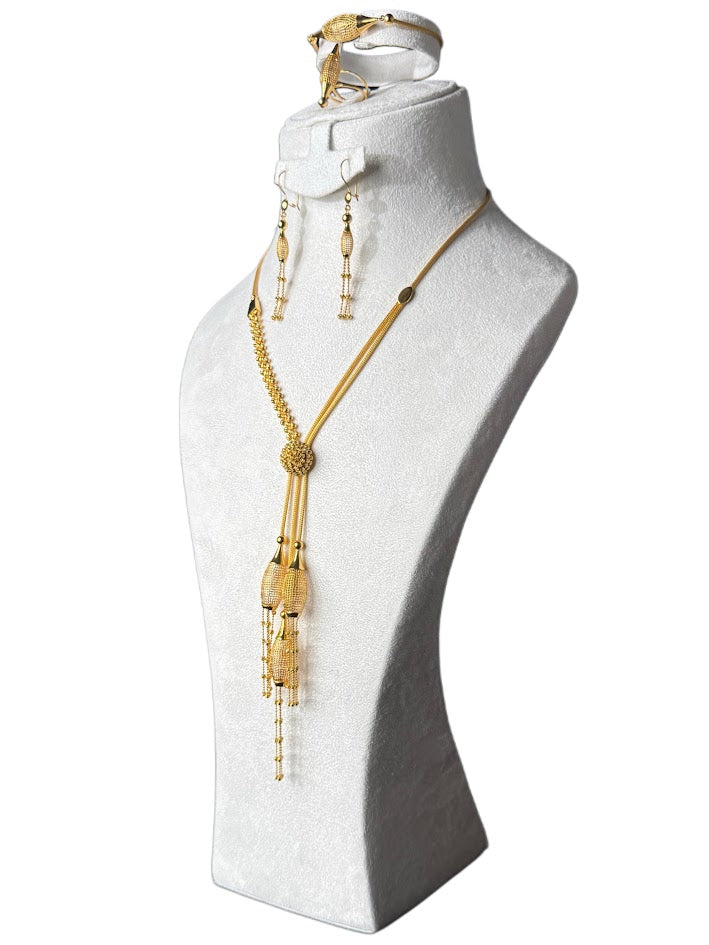 21K Gold Necklace & Ring & Earrings, Bracelet 54.11g