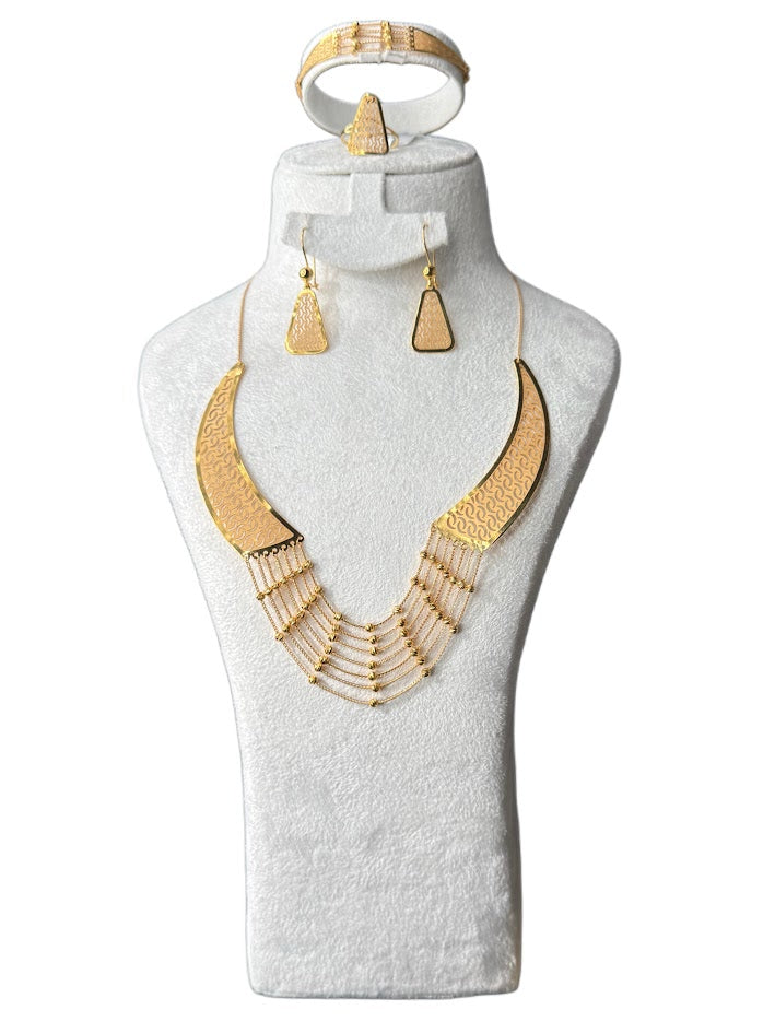 21K Gold Necklace & Ring & Earrings 19.46g