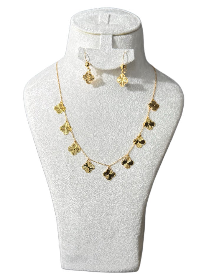 21K Gold Necklace & Earrings 7.48g